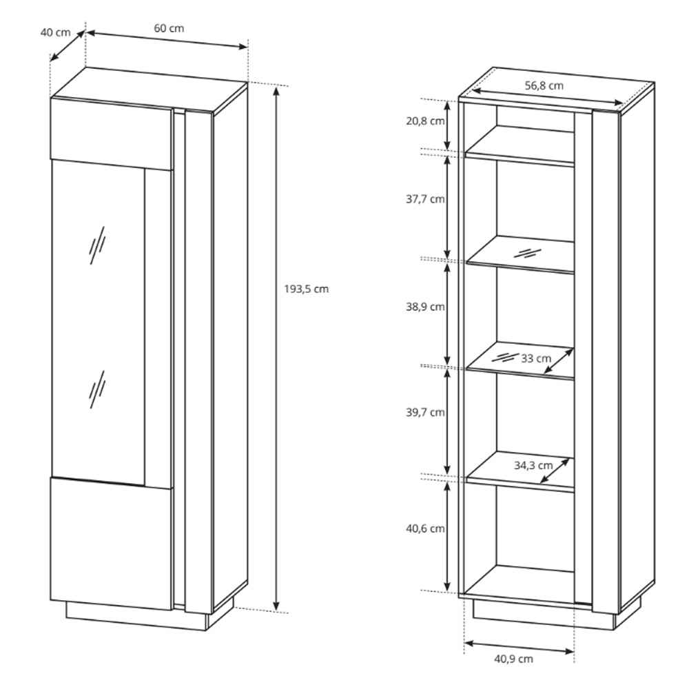Armelia Glass Display Cabinet 60x194 cm, Modern Style – photo 5