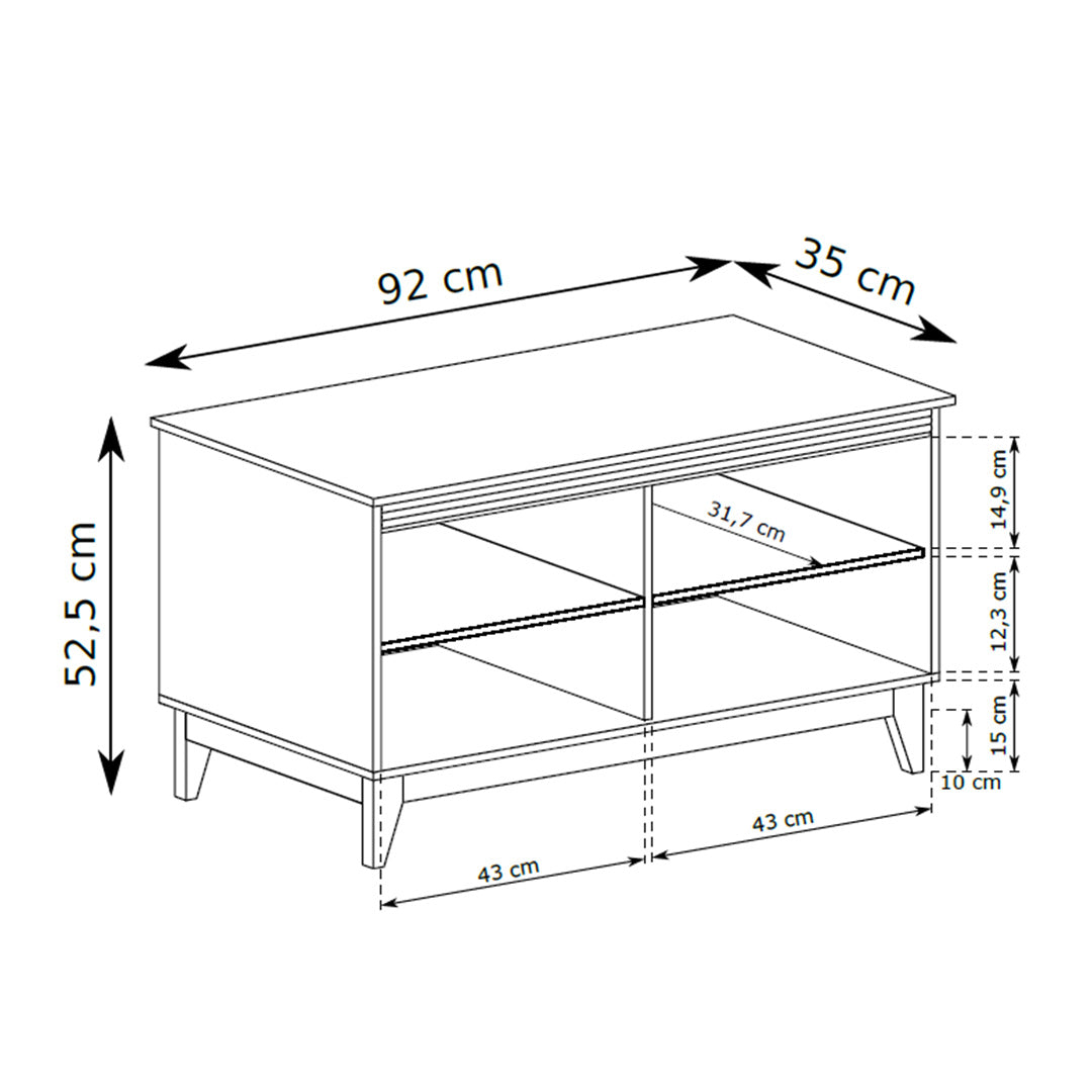 Serena Shoe Cabinet 92x52 with Shelves, Classic Style – dimensions drawing