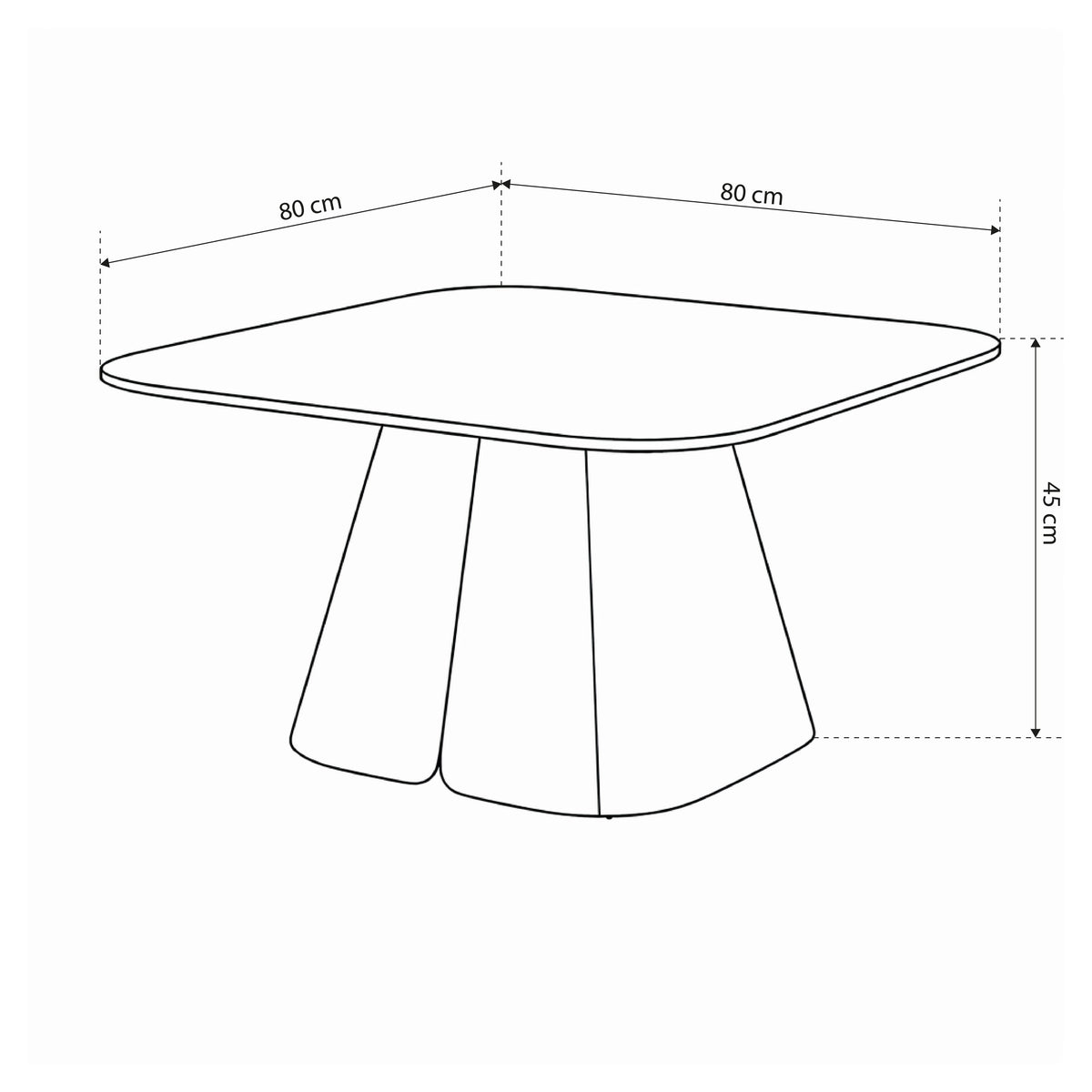 Bienn Coffee Table with Central Base 80x45 cm, Modern Style – dimensions drawing