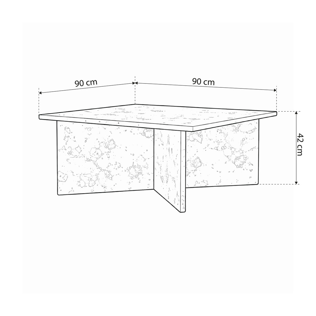 Plaris Coffee Table 90x42 cm, Elegant Style – dimensions drawing