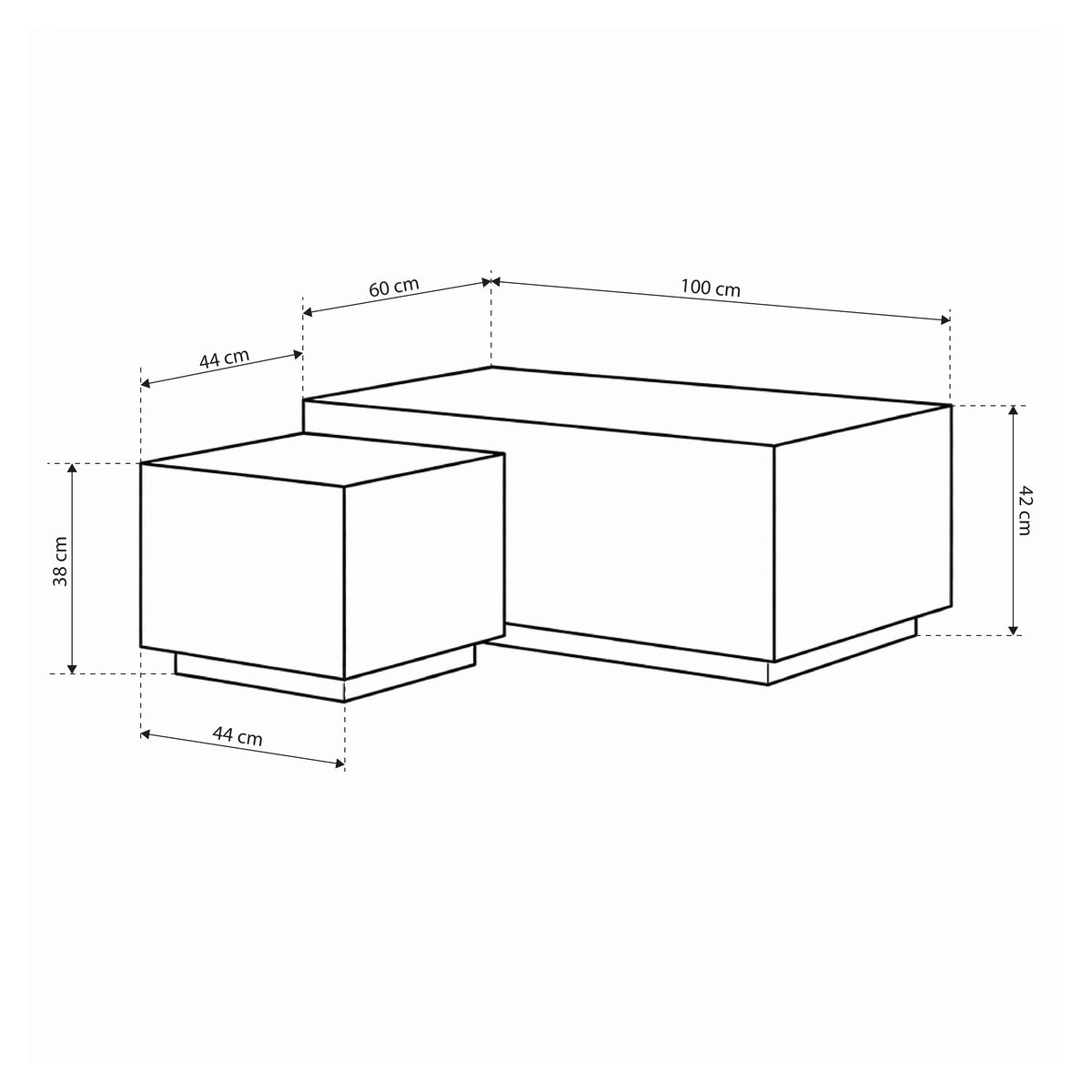 Segmento Set of 2 Coffee Tables with Stone Effect, Modern Style – dimensions drawing