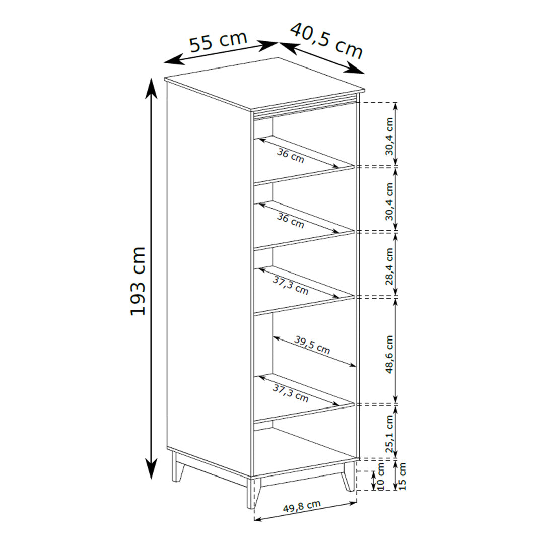 Serena Display Cabinet 55x193 with Glass Front, Modern Classic Style – dimensions drawing