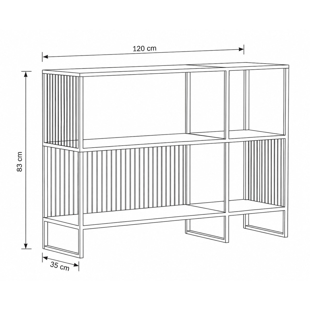 Cella Bookcase 120x83 with a Black Marble Effect, Modern Style – dimensions drawing