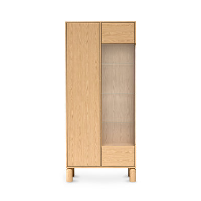 Fjord Tall Display Cabinet 89x197 with Glass Front, Scandinavian Style