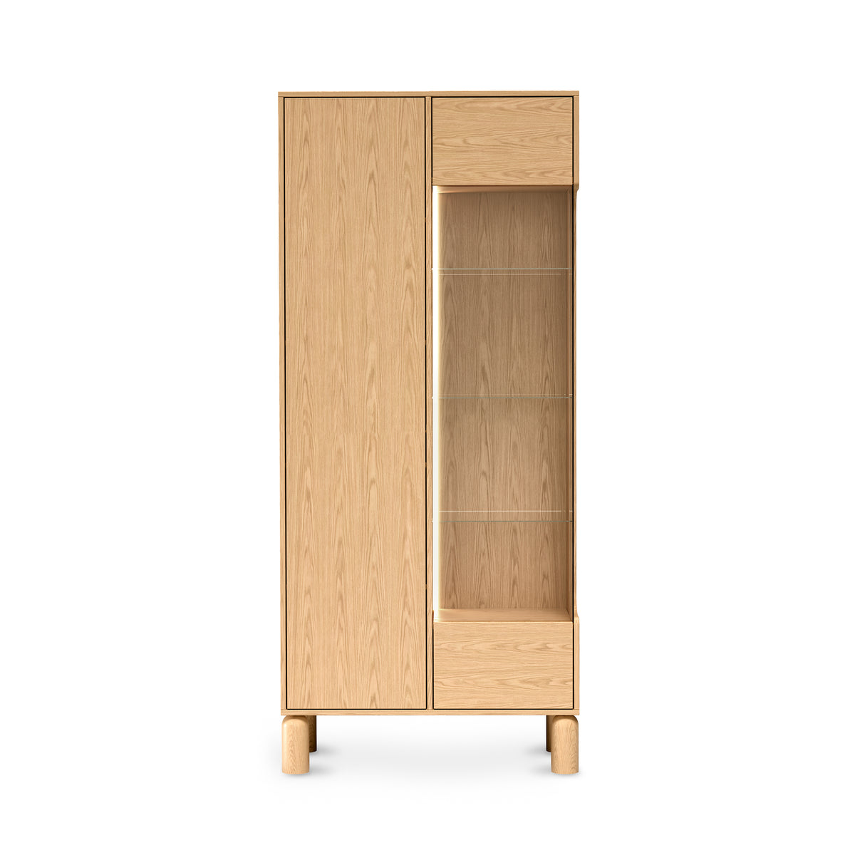 Fjord Tall Display Cabinet 89x197 with Glass Front, Scandinavian Style