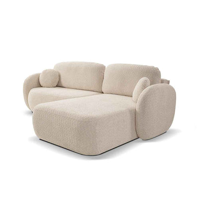 Olemo 4 Seater Corner Sofa Bed, Minimalist Style, Abriamo Fabric – angled view | Pillovely