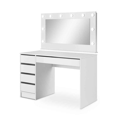 Adia Dressing Table with Mirror and LED Lighting 120x75 cm, Modern Style – angled view | Pillovely