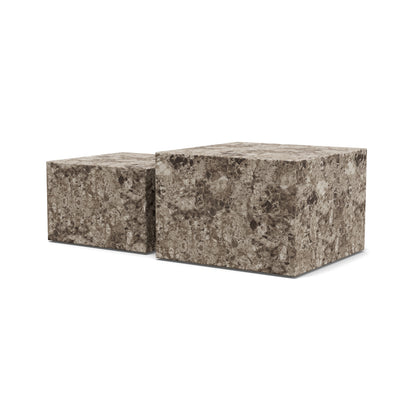 Quadrato Set of Two Coffee Tables, Modern Organic Style – Stone