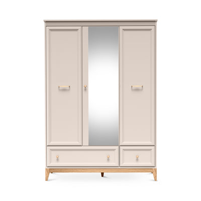 Serena Wardrobe with Mirror 136x193 with 3 Doors, Modern Classic Style – front view
