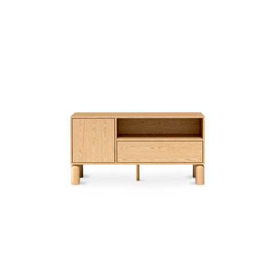 Fjord TV Unit 120x62 with a Drawer and an Open Compartment, Scandinavian Style – front view
