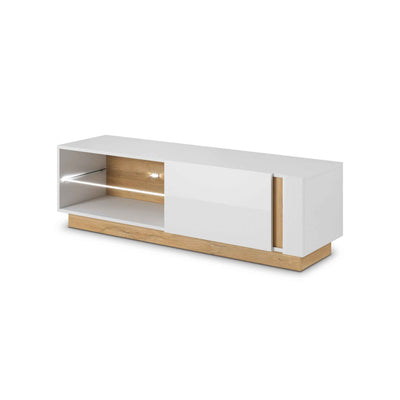 Meuble TV Armelia 138x46 de style glamour – vue en angle | Pillovely