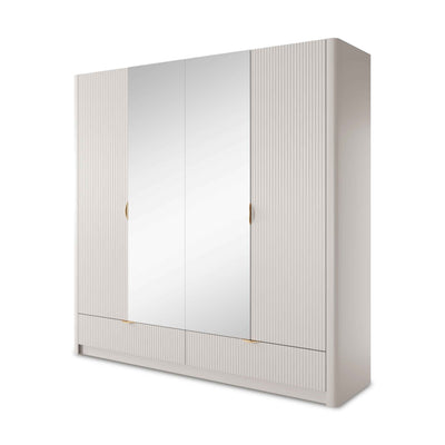 Laanti 4-door Wardrobe 213x208 cm, Modern Style – angled view | Pillovely