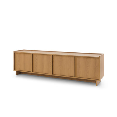 Kiyro TV Unit / TV Stand 195x55 with Closed Compartments, Minimalist Style – angled view | Pillovely