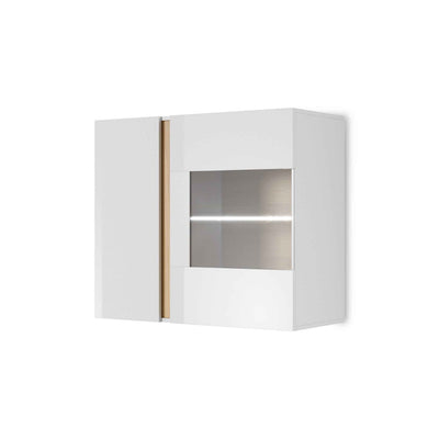 Armelia Wall-mounted Glass Display Cabinet 97x83 cm, Minimalist Style – angled view | Pillovely