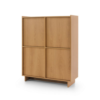 Kiyro Sideboard 98x124 with Shelves, Japandi Style – angled view | Pillovely