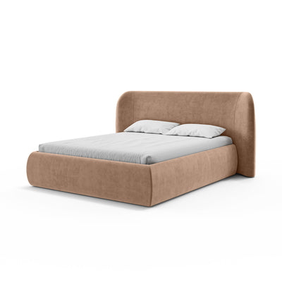 Frasspo Upholstered Ottoman Bed with Storage 140x200, 160x200 and 180x200, Modern Soft Style – angled view | Pillovely