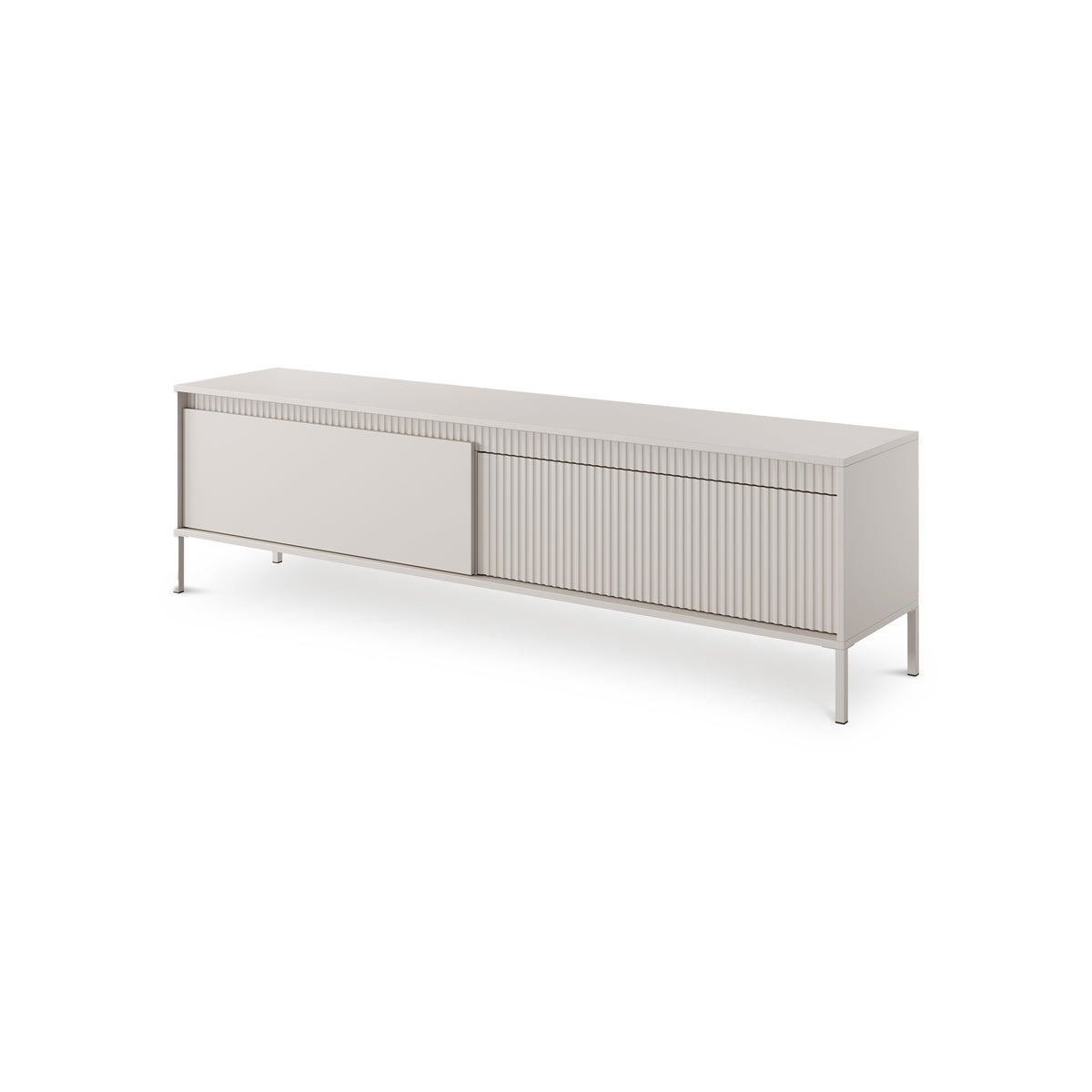 Senra 2-door TV Unit / TV Stand 187x53, Japandi Style – angled view | Pillovely