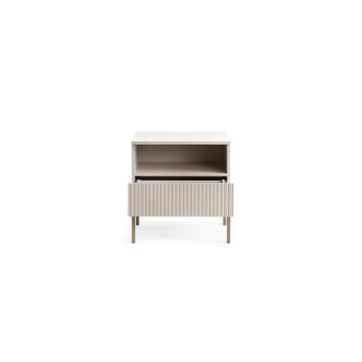 Lampy Bedside Table with Slatted Front 54x56 cm – with doors open