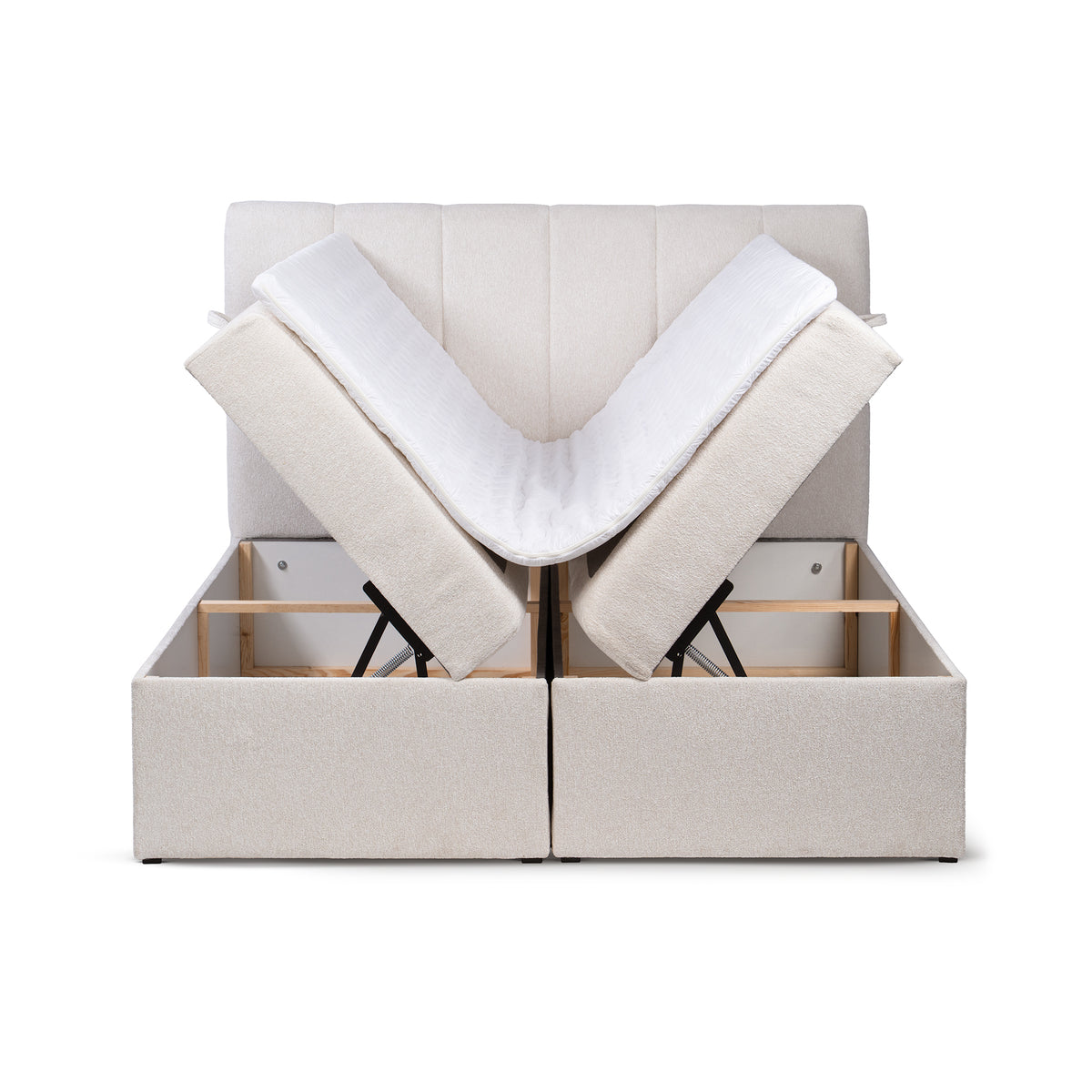 Stavy Continental Divan Bed with Topper and Storage, Scandinavian Style