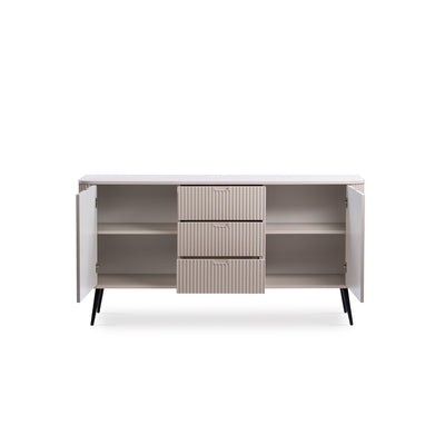 Eva Sideboard with Doors and Drawers 168x87, Modern Style – with doors open