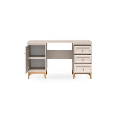 Serena Desk 138x78 with 3 Drawers, Modern Classic Style – with doors open