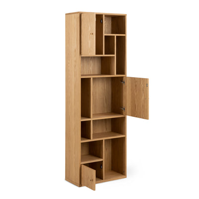 Asymo Wooden Bookcase 61x180 with Closed Shelves – with doors open