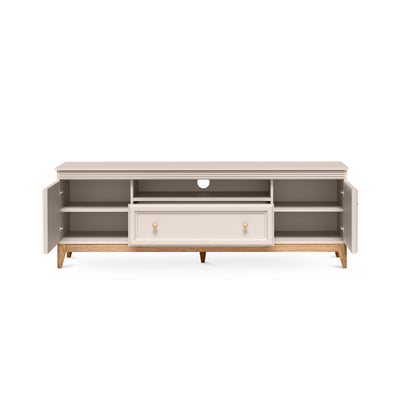 Serena TV Unit 179x62 with Fluted Fronts, Modern Classic Style – with doors open