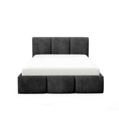 Melora Upholstered Ottoman Bed with Storage, Various Sizes in Modern Style, Coral Fabric – front view