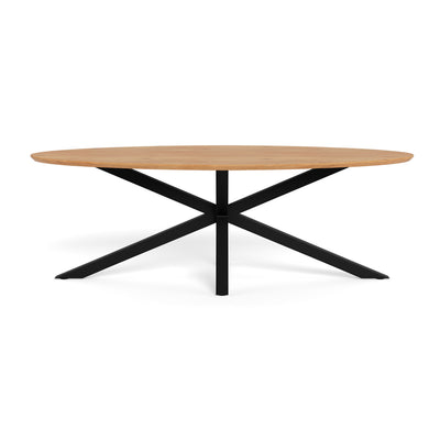 Surfo Large Oval Dining Table 220x76 cm, Industrial Style – front view