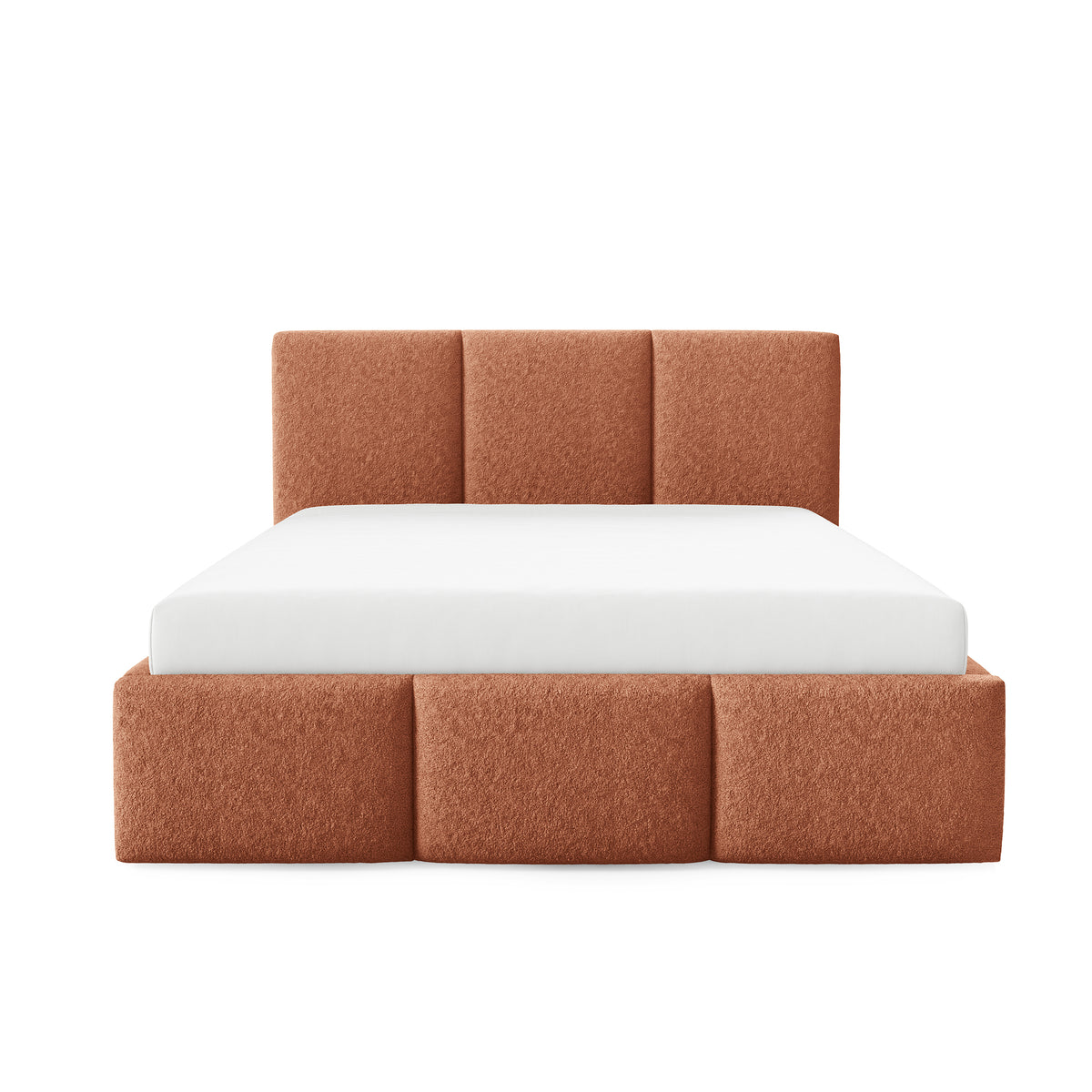Melora Upholstered Ottoman Bed with Storage, Various Sizes in Modern Style, Lambi Fabric – front view