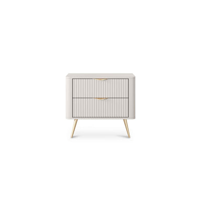 Laanti Bedside Table with 2 Drawers 63x55 cm, Elegant Style – front view