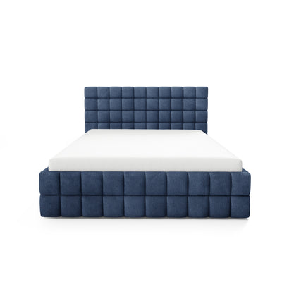 Stratus Upholstered Ottoman Bed with Storage, Various Sizes in Modern Style, Coral Fabric – front view