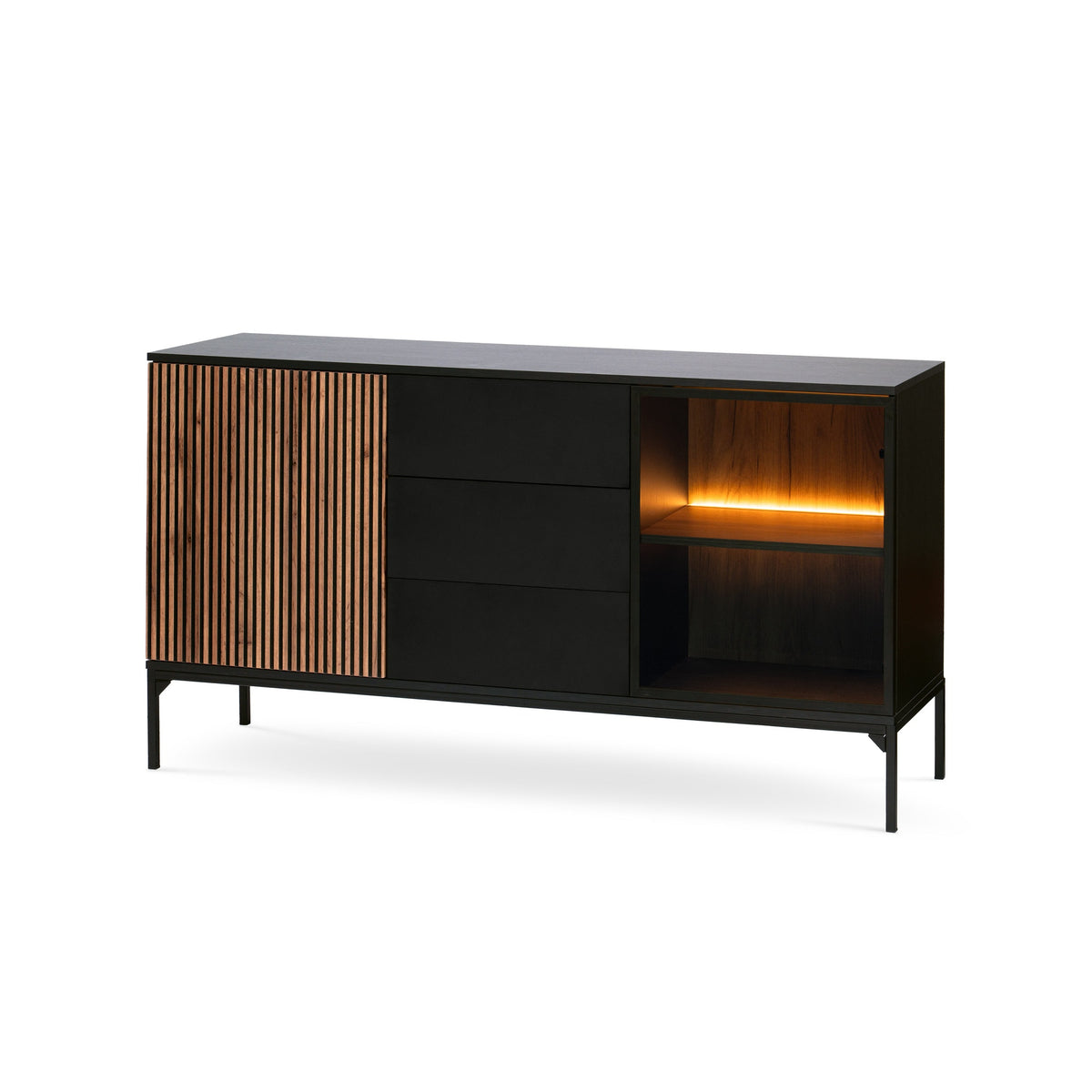 Lampy Sideboard with Drawers and Doors 154x83, Loft Style – Black