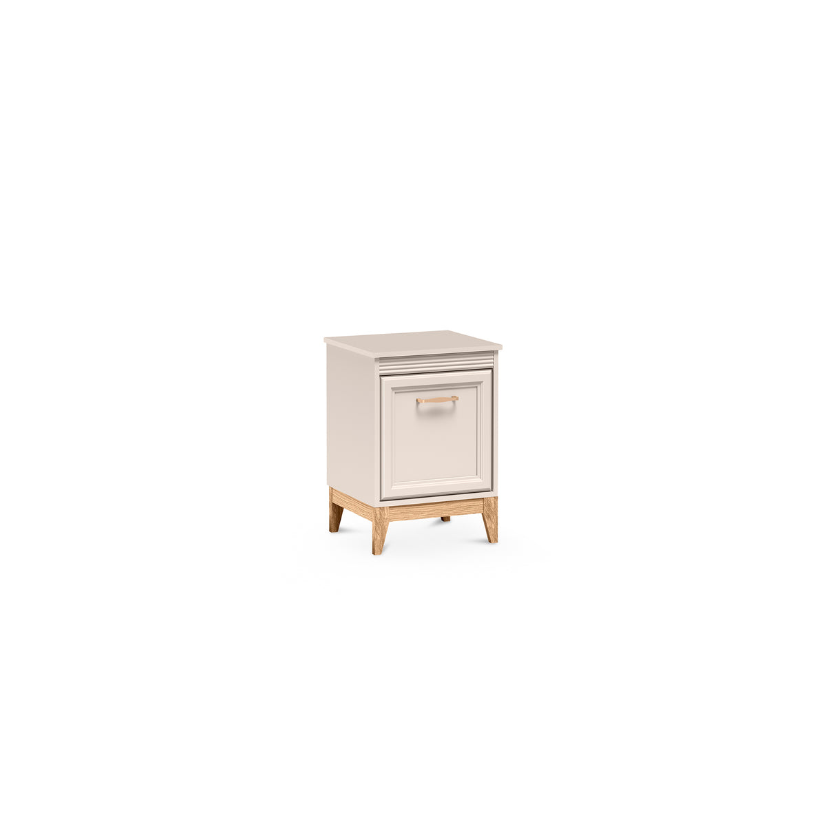Serena Bedside Table 45x62 on Oak Legs, Modern Classic Style – angled view | Pillovely