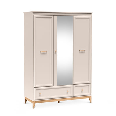 Serena Wardrobe with Mirror 136x193 with 3 Doors, Modern Classic Style – angled view | Pillovely