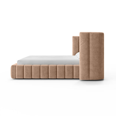 Gianda Upholstered Ottoman Bed with Vertical Tufting and Storage, Modern Soft Style – side view