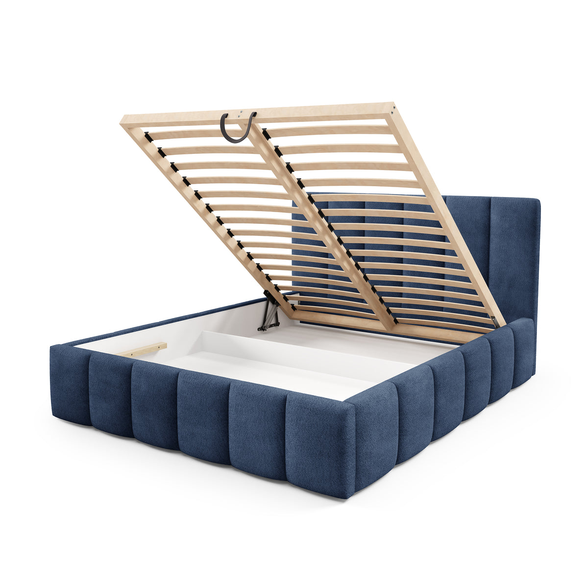 Nerom Quilted Upholstered Ottoman Bed with Storage, Various Sizes in Elegant Style, Coral Fabric – photo 5