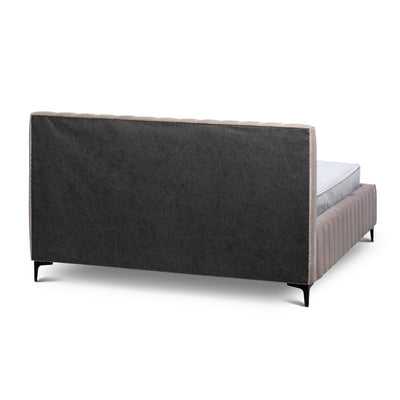 Drevy Upholstered Ottoman Bed with Storage, Modern Style – Fresh Velvet, Vertical Stitching – back view