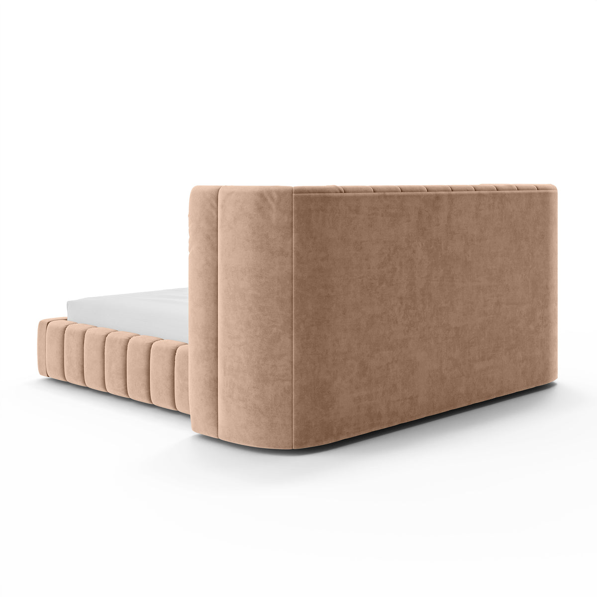 Gianda Upholstered Ottoman Bed with Vertical Tufting and Storage, Modern Soft Style – back view