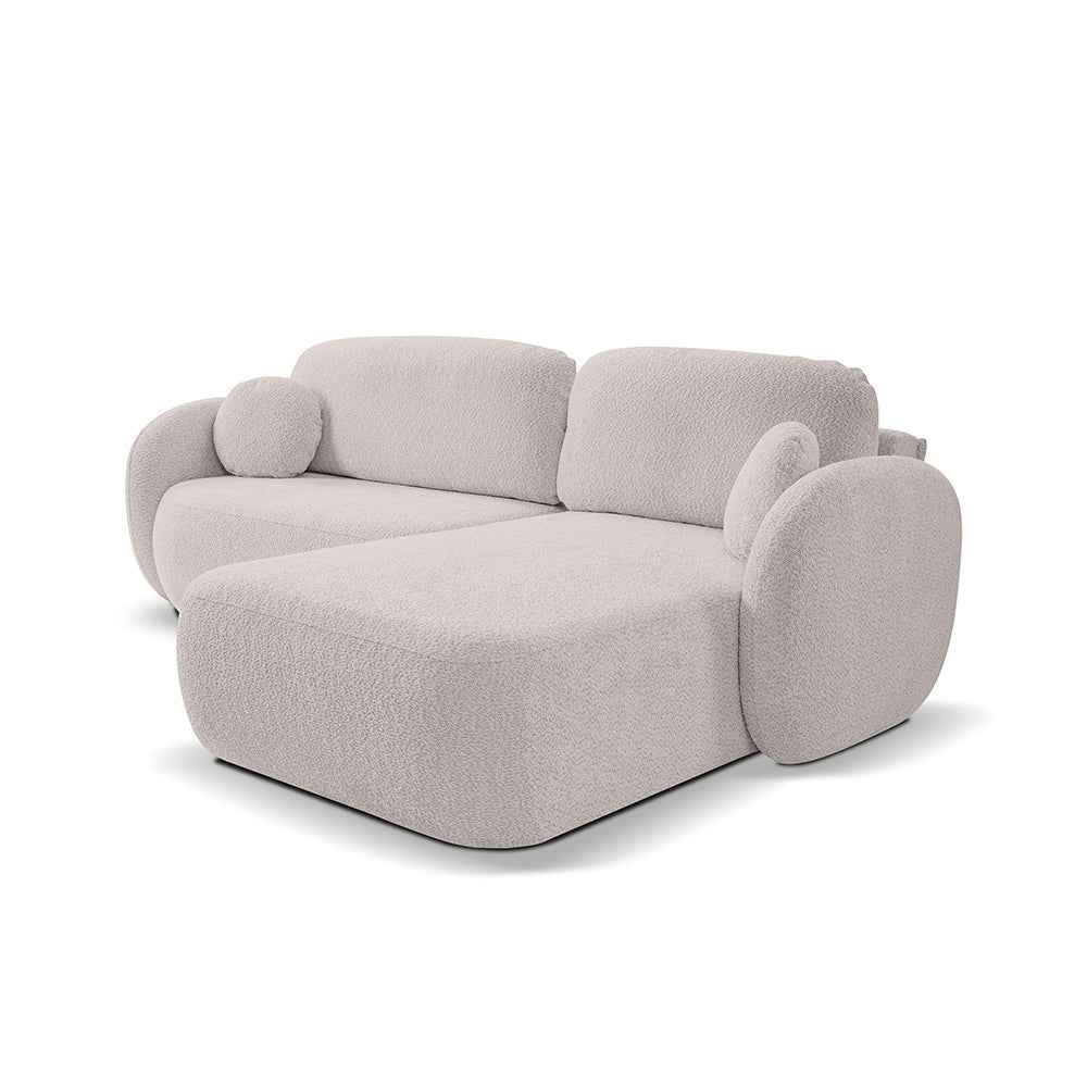 Olemo 4 Seater Corner Sofa Bed, Minimalist Style, Abriamo Fabric – Right-sided, Quartz Ash (ABRIAMO 02)