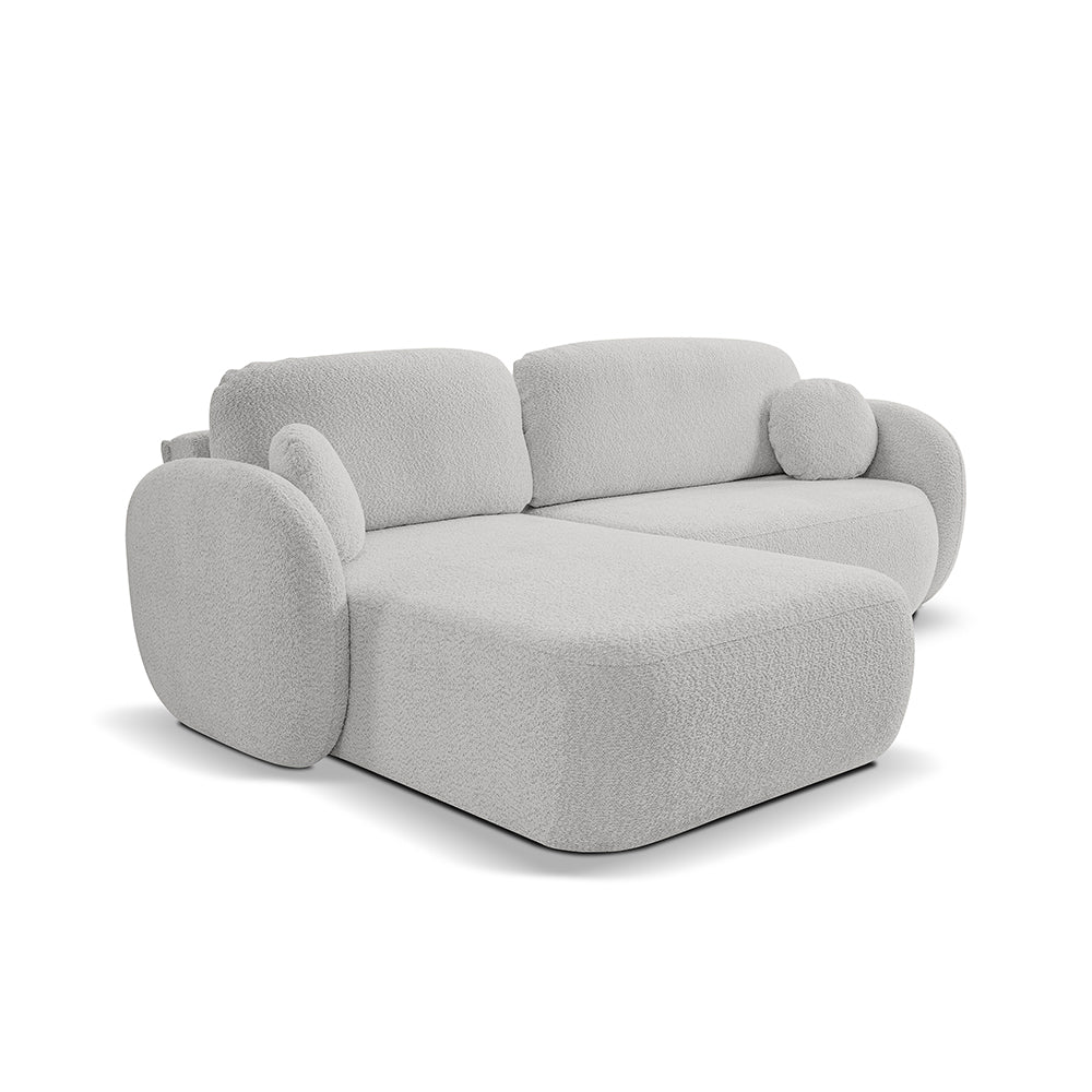 Olemo 4 Seater Corner Sofa Bed, Minimalist Style, Abriamo Fabric – Left-sided, Steel Dust (ABRIAMO 06)