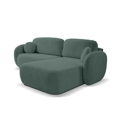 Olemo 4 Seater Corner Sofa Bed, Minimalist Style, Abriamo Fabric – Right-sided, Forest Depth (ABRIAMO 09)