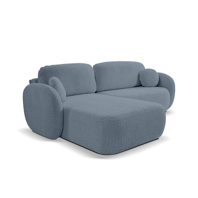 Olemo 4 Seater Corner Sofa Bed, Minimalist Style, Abriamo Fabric – Left-sided, Blue Basalt (ABRIAMO 13)