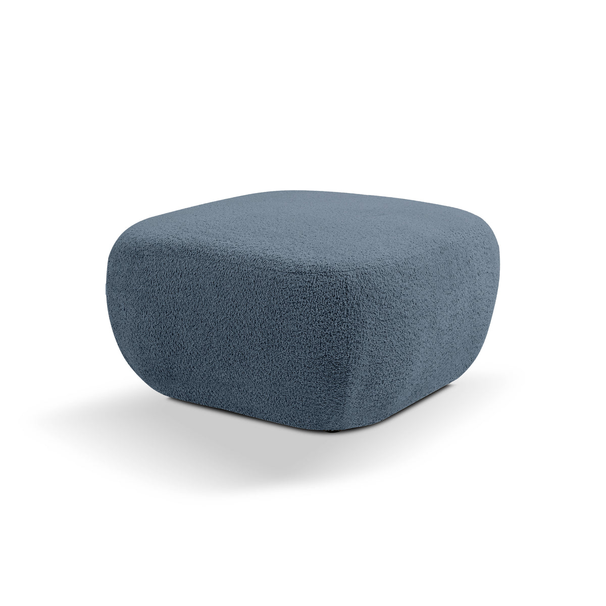 Olemo Pouffe in Organic Modern Style 75×39 cm, Abriamo Fabric – Blue Basalt (ABRIAMO 13)