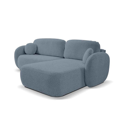 Olemo 4 Seater Corner Sofa Bed, Minimalist Style, Abriamo Fabric – Right-sided, Blue Basalt (ABRIAMO 13)