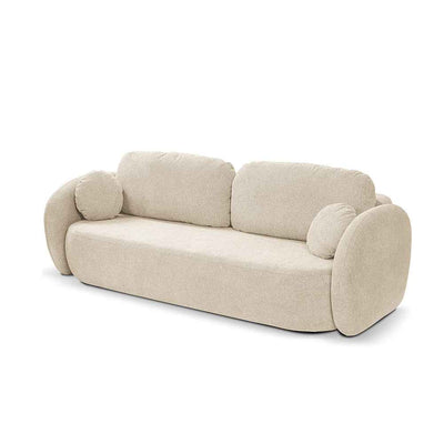 Olemo 3 Seater Sofa Bed 142x200 with Storage, Art Deco Style, Aragon Fabric – Cream Taupe (ARAGON 03)