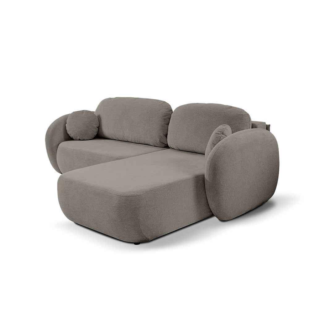 Olemo Corner Sofa Bed DL 248 cm, Modern Style, Aragon Fabric – Right-sided, Stone Mist (ARAGON 20)