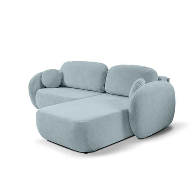 Olemo Corner Sofa Bed DL 248 cm, Modern Style, Aragon Fabric – Right-sided, Icy Azure (ARAGON 70)