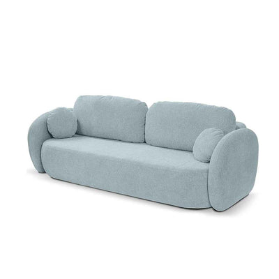 Olemo 3 Seater Sofa Bed 142x200 with Storage, Art Deco Style, Aragon Fabric – Icy Azure (ARAGON 70)