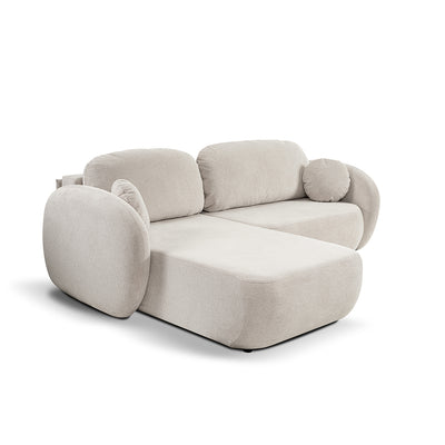 Olemo Corner Sofa Bed DL 248 cm, Modern Style, Aragon Fabric – Left-sided, Cream Taupe (ARAGON 03)